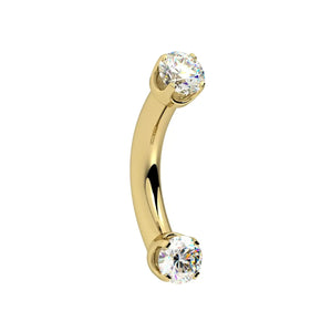 Dainty Diamond Prong-Set Curved Barbell