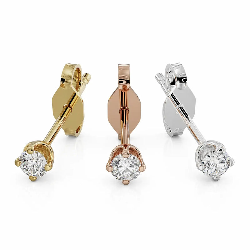 2mm diamond high-set earrings on a white background product image