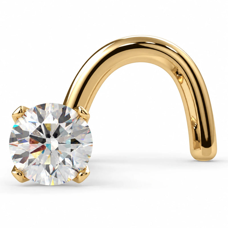 18K Gold 2mm Ideal Diamond Prong Nose Ring Stud