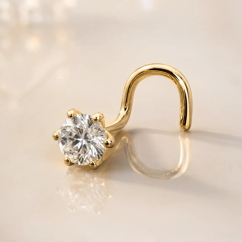 3mm Astra Diamond Nose Ring in Yellow Gold
