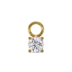 14k yellow gold solitaire gem charm with 3mm CZ in four-prong setting and front jump ring