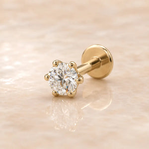 3mm Astra Diamond Flat Back Stud in 14k Yellow Gold