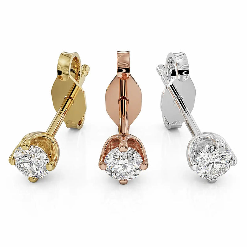 3mm diamond high-set earrings on a white background product image