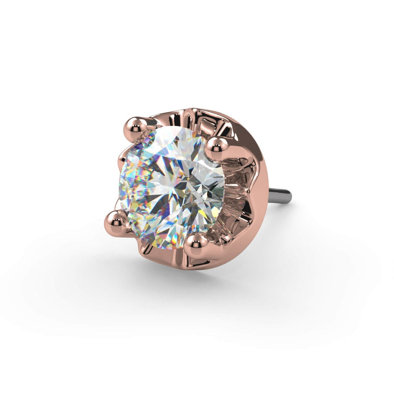 Close-up top-down view of 14K rose gold illusion setting highlighting VS1 diamond sparkle and prong detail