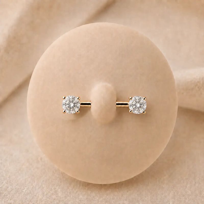 1.00 CTW GIA Diamond Prong Nipple Barbell
