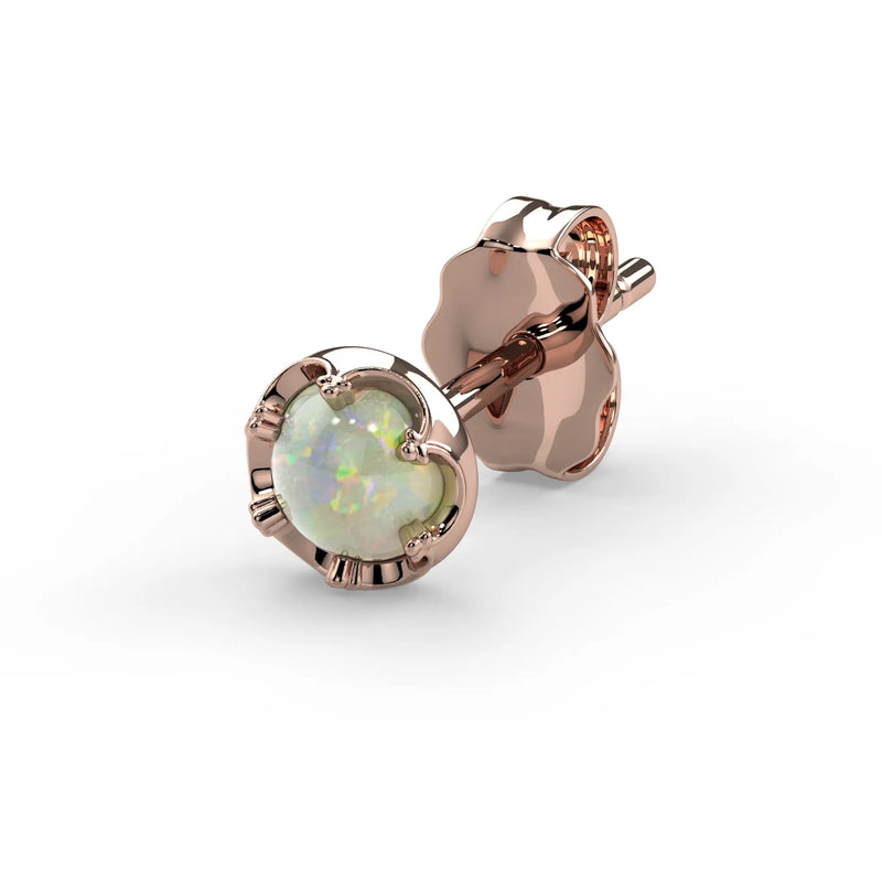 Reina Ethiopian Opal Stud Earring in 14K Rose Gold with crown-set Ethiopian Opal - for the lobe