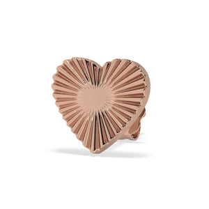 14k rose gold sunburst heart earring showing warm pink tone and radiating ridge pattern