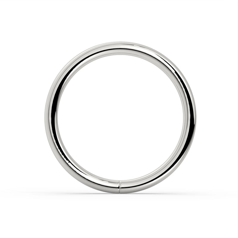 950 platinum seamless seam ring hoop, front view showing polished round band and flush closure