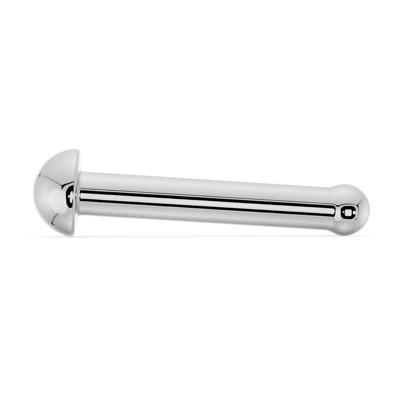 14k white gold 2mm dome nose bone stud, direct side profile showing post and dome
