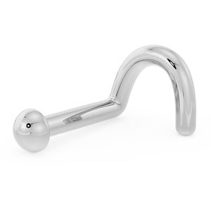 14k white gold 2mm dome nose ring with twist backing, polished silver-tone finish