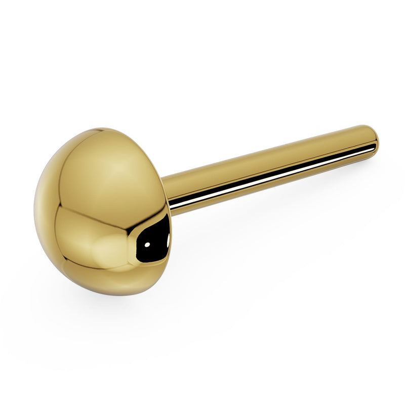 14k yellow gold 4mm dome nose ring with straight post, angled view highlighting dome shape