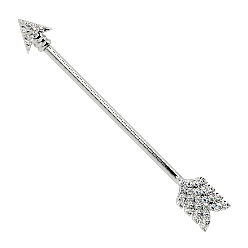 Diamond Pave Arrow Industrial Barbell