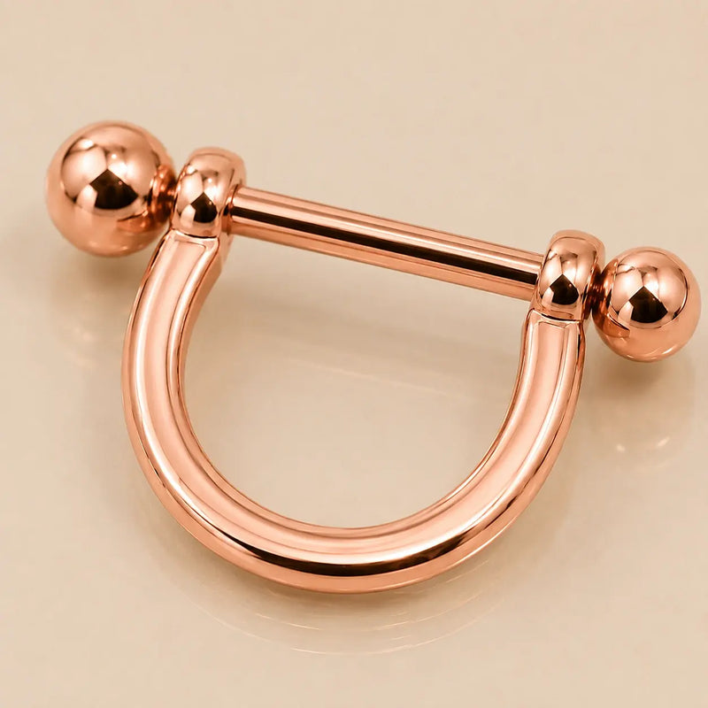 14K Rose Gold Stirrup Nipple Ring