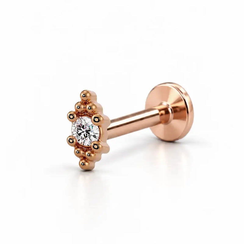 Bali Blossom Nose Ring in 14k rose gold — flat back style