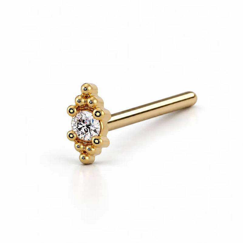 Bali Blossom Nose Ring in 14k yellow gold — straight post style
