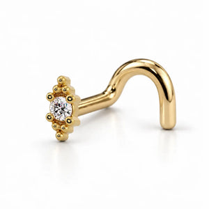 Bali Blossom Nose Ring in 14k yellow gold — twist post style