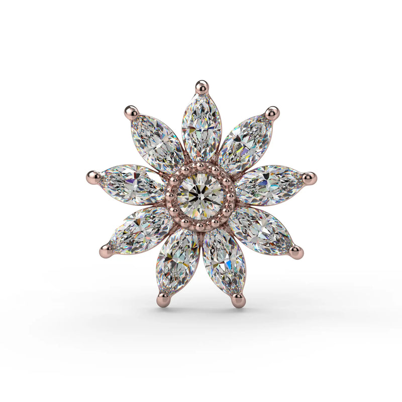 Rose gold jasmine flower diamond stud