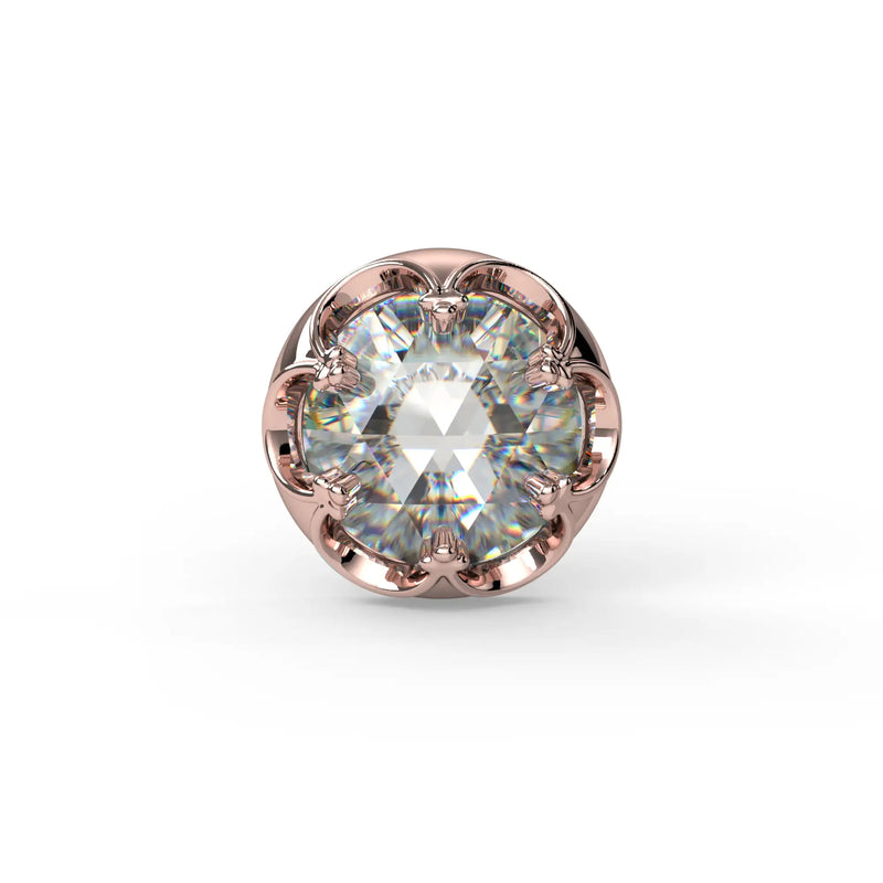 4mm Reina Rose Cut Diamond Nose Ring in 14K Rose Gold with crown-set Rose Cut Diamond - for nostril piercings