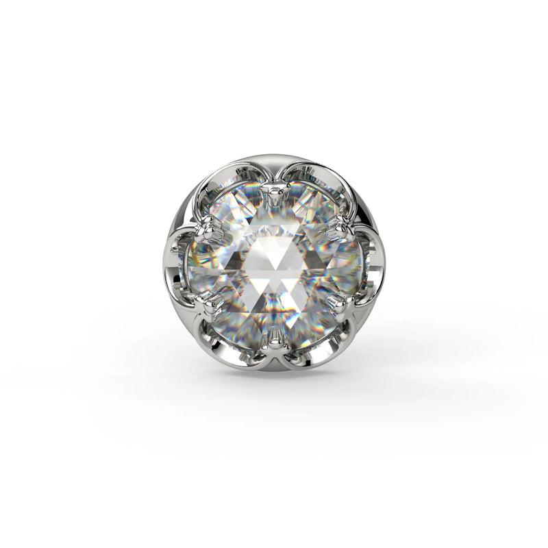 4mm Reina Rose Cut Diamond Nose Ring in 14K White Gold with crown-set Rose Cut Diamond - for nostril piercings