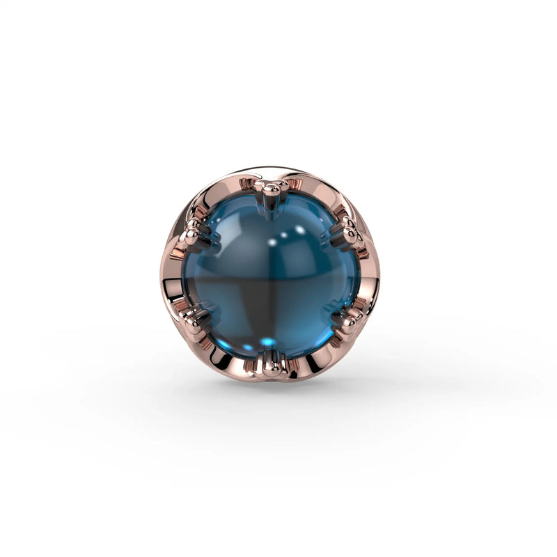 Reina London Blue Topaz Nose Ring in 14K Rose Gold with crown-set London Blue Topaz - for nostril piercings