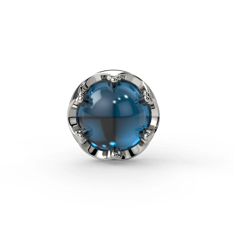 Reina London Blue Topaz Nose Ring in 14K White Gold with crown-set London Blue Topaz - for nostril piercings