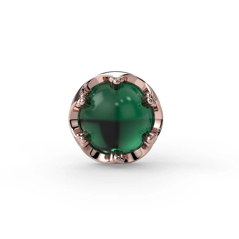 Reina Zambian Emerald Nose Ring in 14K Rose Gold with crown-set Zambian Emerald - for nostril piercings