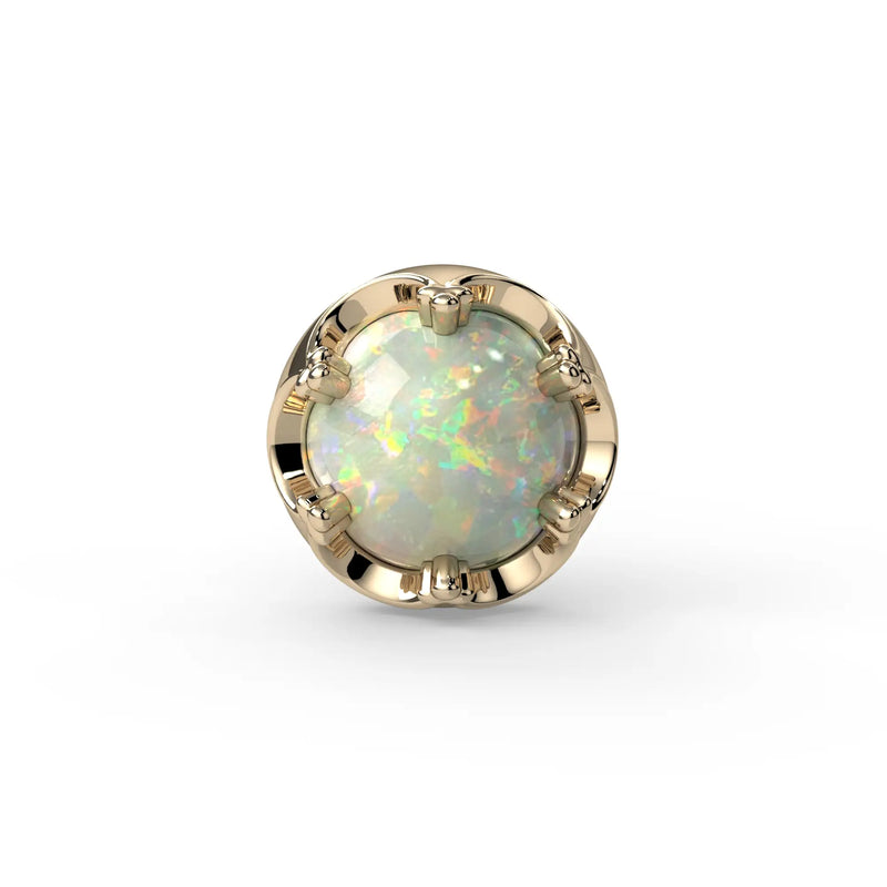 Reina Ethiopian Opal Nose Ring in 14K Yellow Gold with crown-set Ethiopian Opal - for nostril piercings
