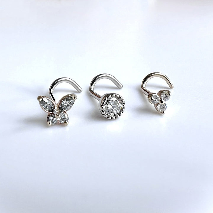 Diamond butterfly nose ring