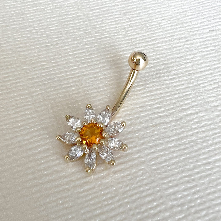 Diamond Daisy Flower Navel Ring