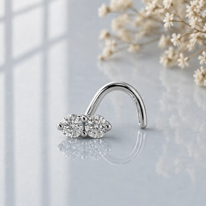 White gold double diamond nose twist.