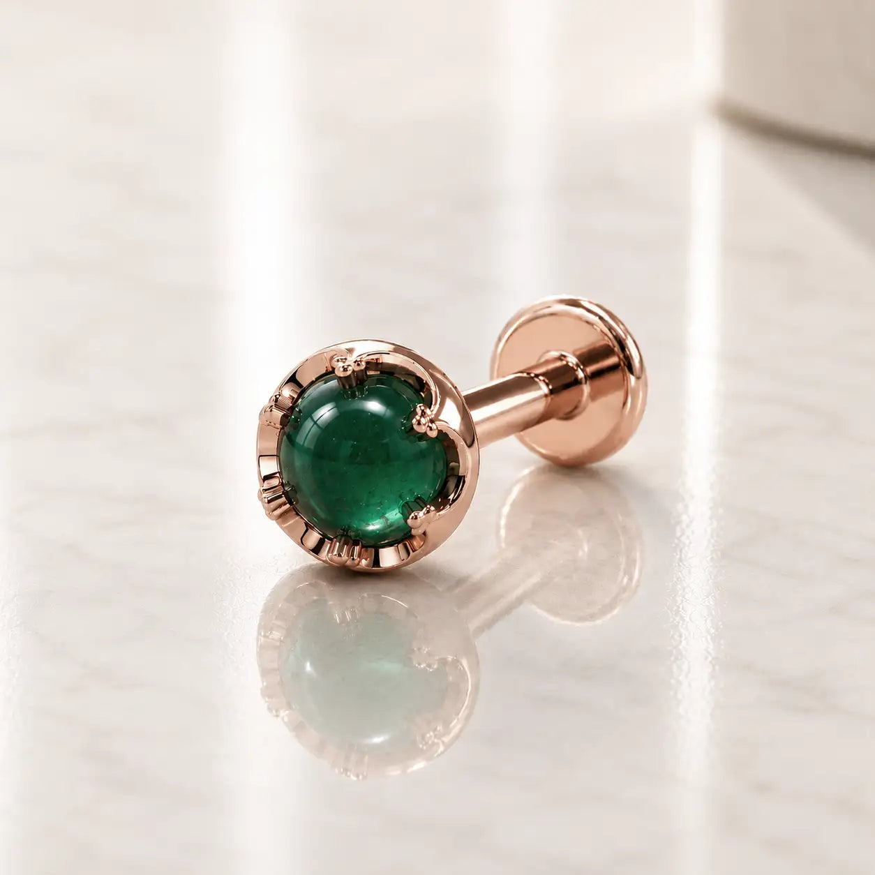 Reina Zambian Emerald Flat Back Stud | 14k Gold – FreshTrends