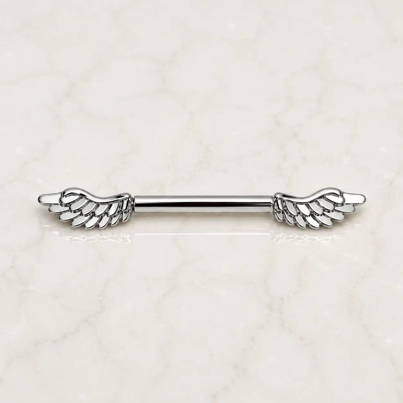 14K White Gold Eros Wing Nipple Barbell