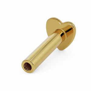 14k yellow gold internally threaded replacement post with a heart backing