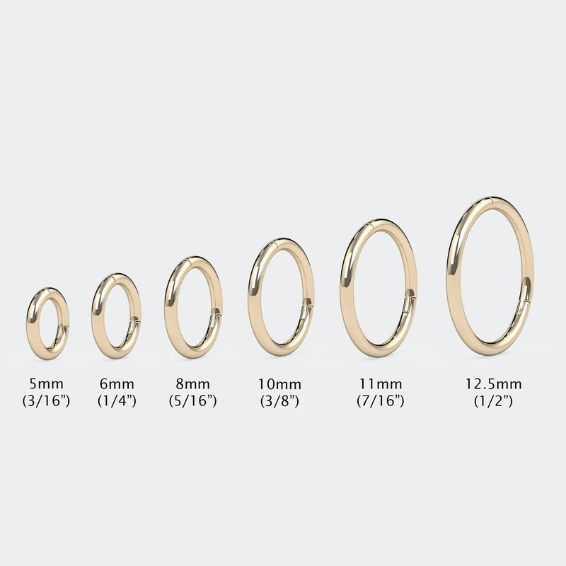 Seam ring hoop size comparison chart showing all six diameters from 5mm to 12.5mm with labels
