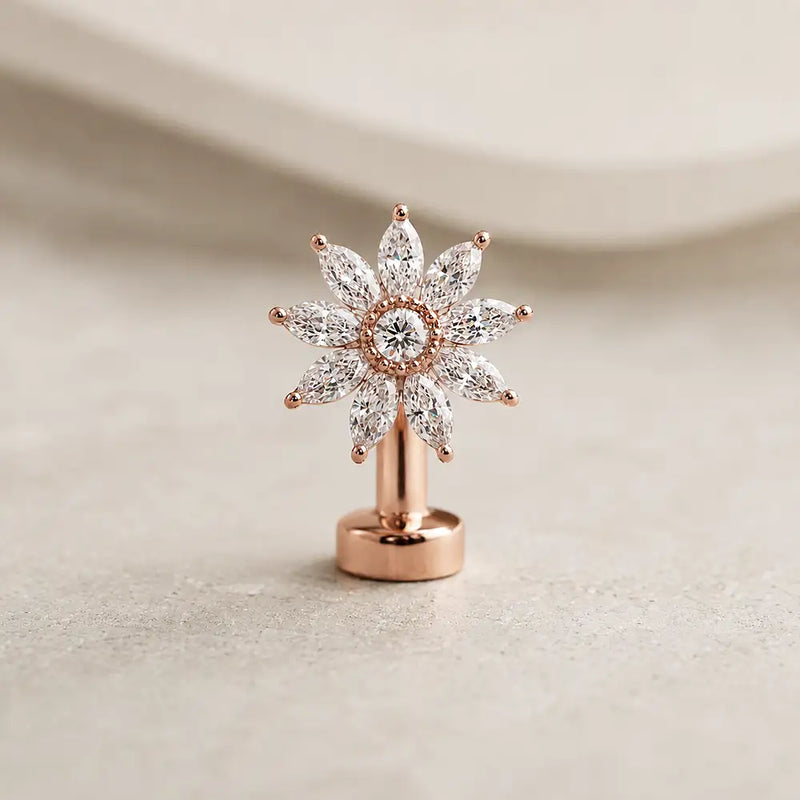 Jasmine floating navel ring in 14k rose gold - for navel piercings
