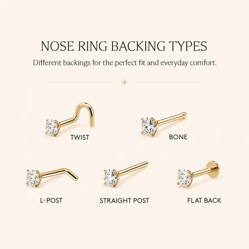 Reina London Blue Topaz Nose Ring in solid 14k gold with crown-set london blue topaz - for nostril piercings