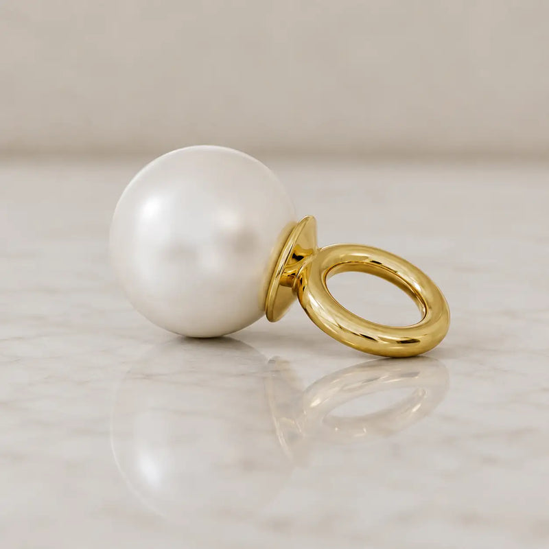 Pearl charm piercing jewelry ad-on in solid 14k gold