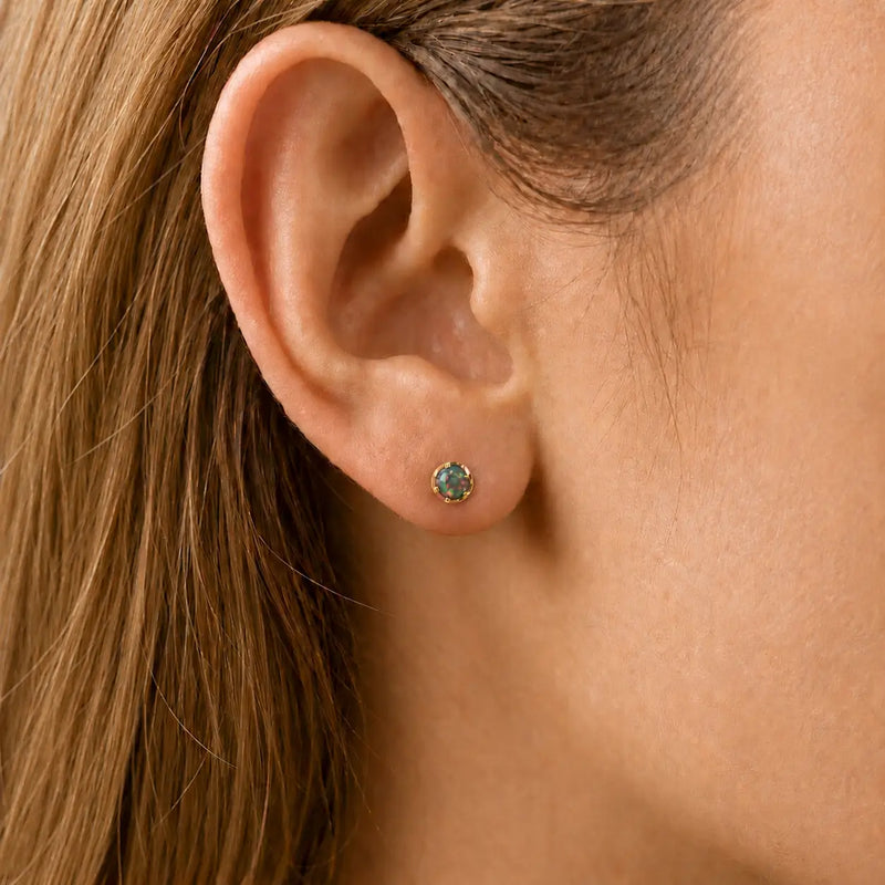 Reina Black Opal Flat Back Stud