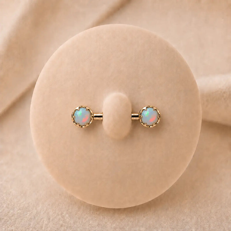 Reina Diamond or Gemstone Nipple Barbell