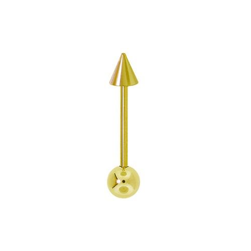 14K Gold Spike Ball Straight Barbell-14K Yellow Gold   18G   7 16"