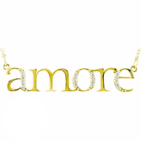 Diamond "Amore" 14K Gold Pendant Necklace-14K Yellow Gold