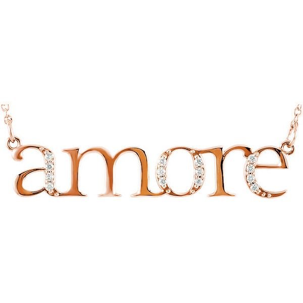 Diamond "Amore" 14K Gold Pendant Necklace-14K Rose Gold
