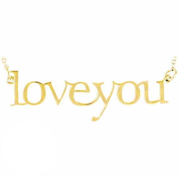 "Love You" 14K Gold Pendant Necklace-14K Yellow Gold