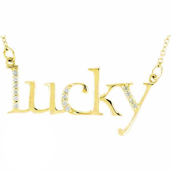 Diamond "Lucky" 14K Gold Pendant Necklace-14K Yellow Gold