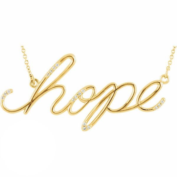 Diamond "Hope" 14K Gold Pendant Necklace-14K Yellow Gold