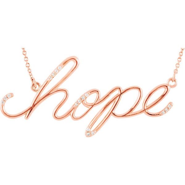 Diamond "Hope" 14K Gold Pendant Necklace-14K Rose Gold