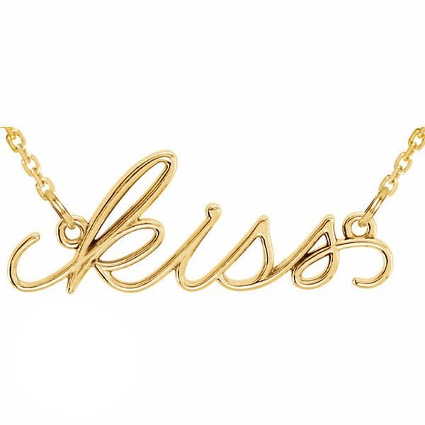 "Kiss" 14K Gold Pendant Necklace-14K Yellow Gold
