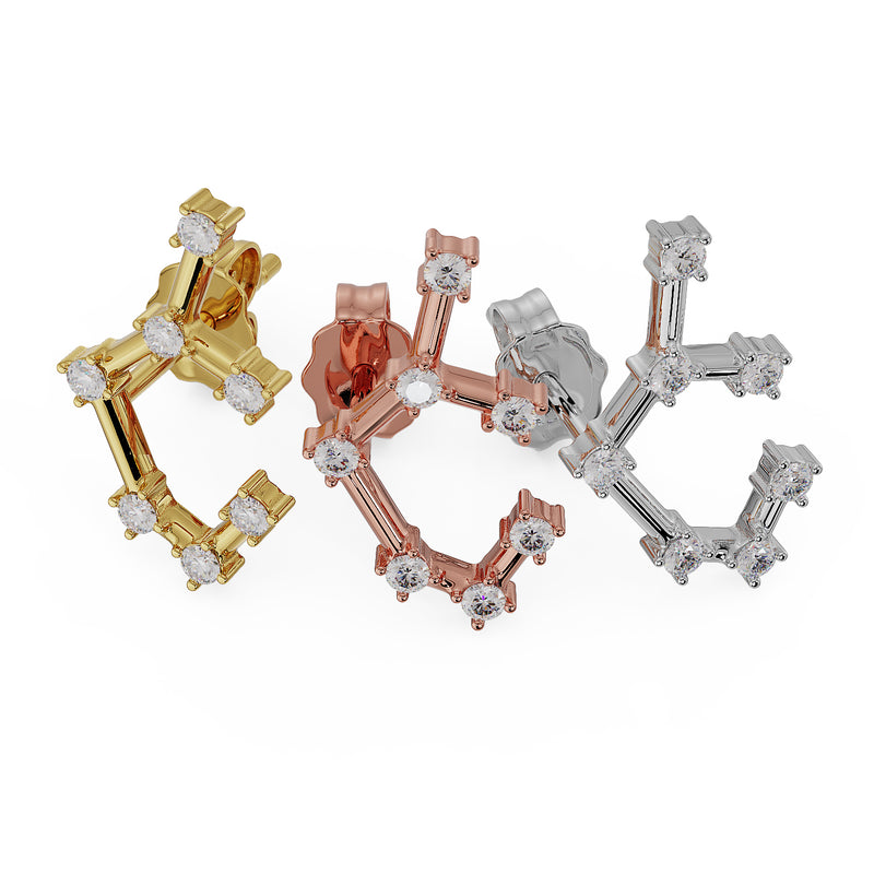 Sagittarius Constellation Earring 14k Gold Stud