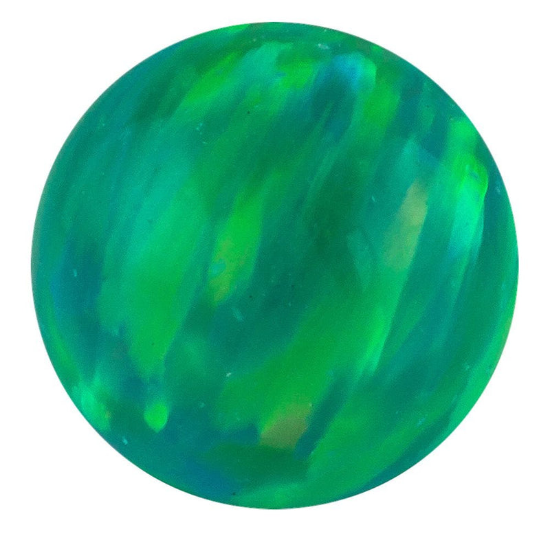 Lime green synthetic opal replacement ball for 14k gold body jewelry with bright streaked finish