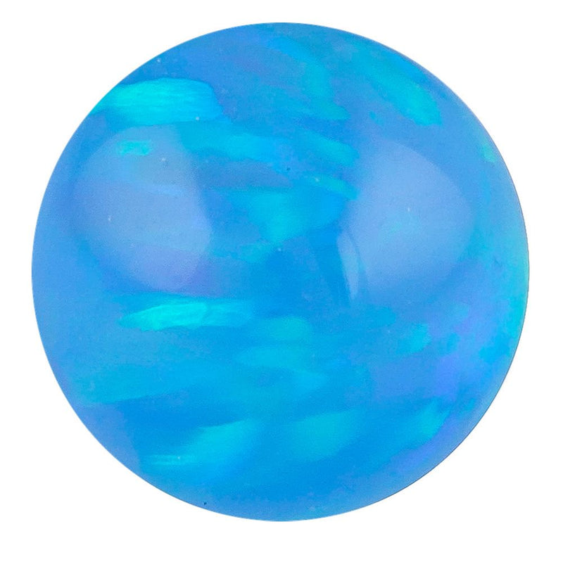 Light blue synthetic opal 14k gold replacement ball with soft pastel iridescent coloring